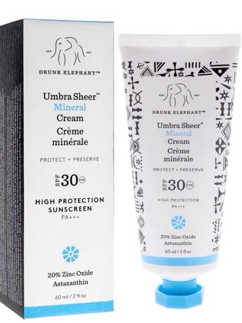 Drunk Elephant Umbra Sheer Mineral Cream - White & Light Blue